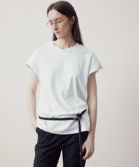 フレンチスリーブ クルーネック コットン ビッグシルエット Tシャツ / 2color