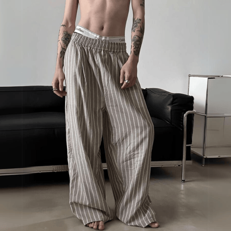 リラックスストライプ ワイドパンツ