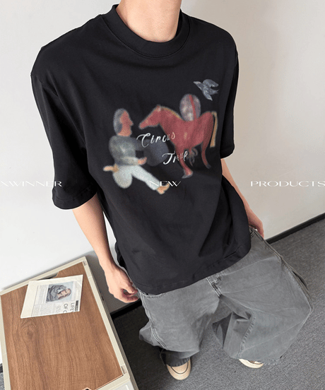 レトロアートグラフィック ルーズ半袖Tシャツ / 3color