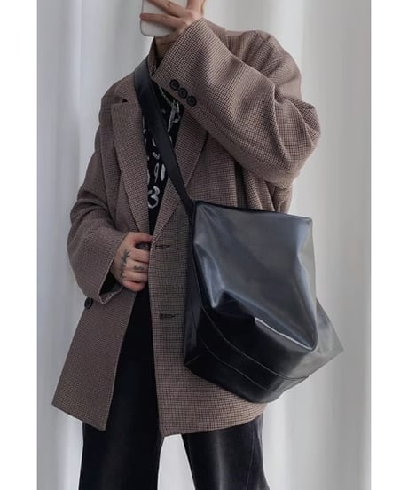 シンプルレザー ショルダーバッグ / 2color