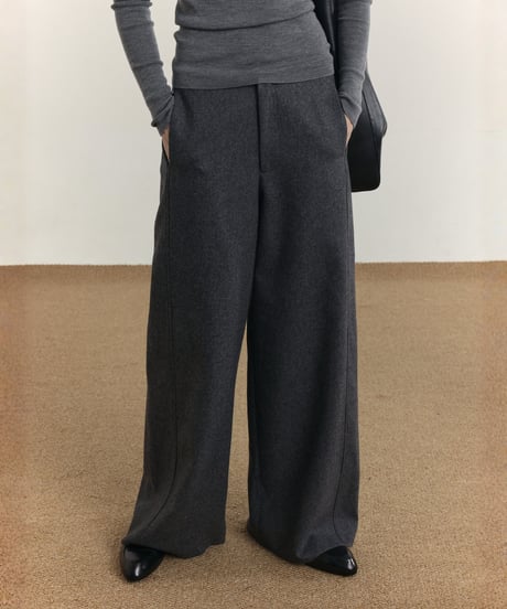 ウールブレンド センタープレス ワイドスラックス