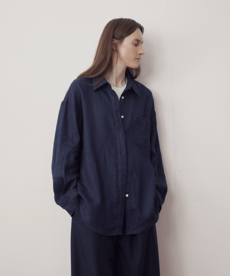 リネンブレンド オーバーサイズ ビッグシルエット 長袖シャツ / 2color