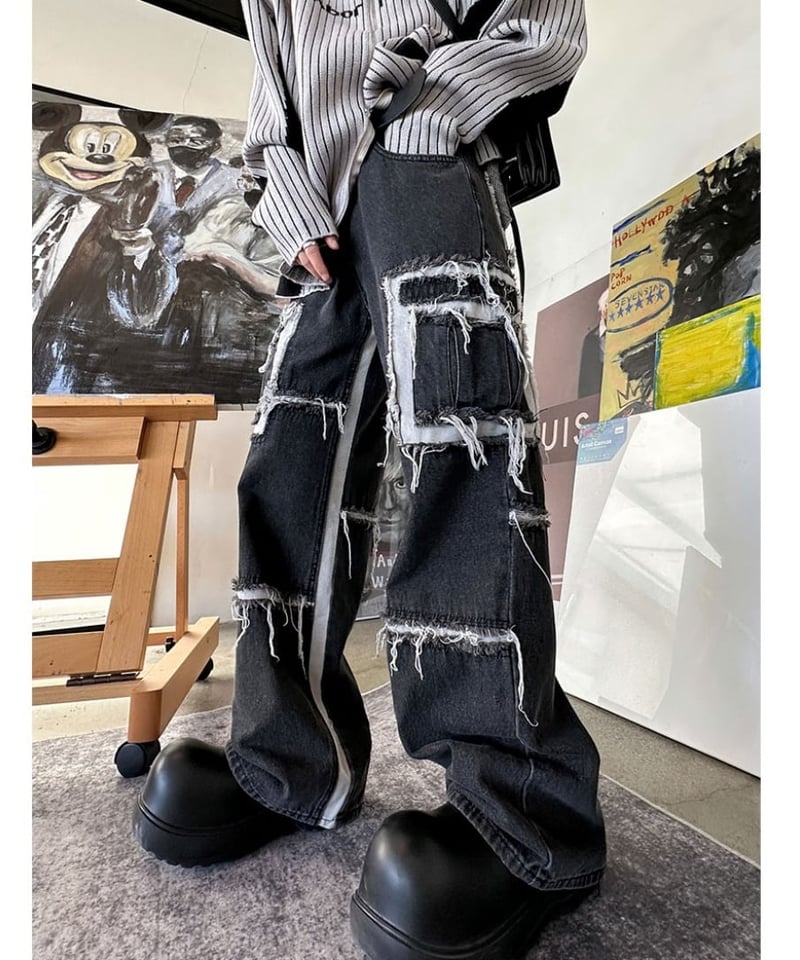 クレイジーパターン ルーズデニムパンツ / 2color | ness.