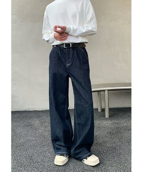 ダークインディゴ ワイドデニムパンツ