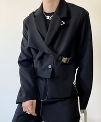 アシンメトリー ベルトデザインジャケット