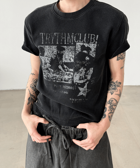 TRYTHMCLUB グラフィック ワッフルTシャツ / 2color