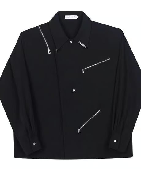 ジップデザイン オーバーサイズシャツ / 2color