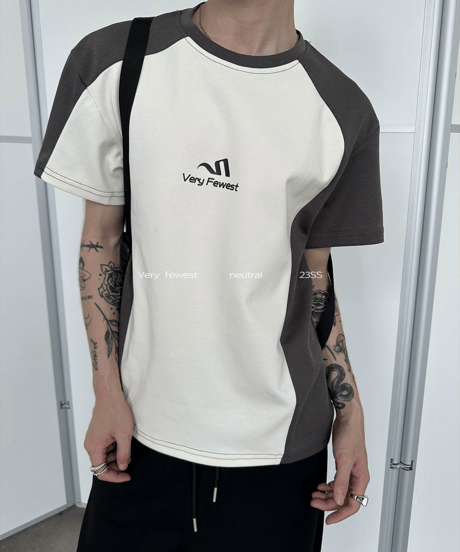 バイカラーラグラン切替ストリート半袖Tシャツ / 2color