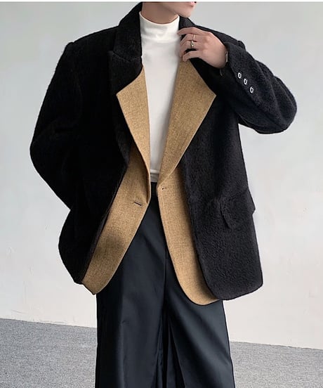 フェイクツーピース ウールスーツコート
