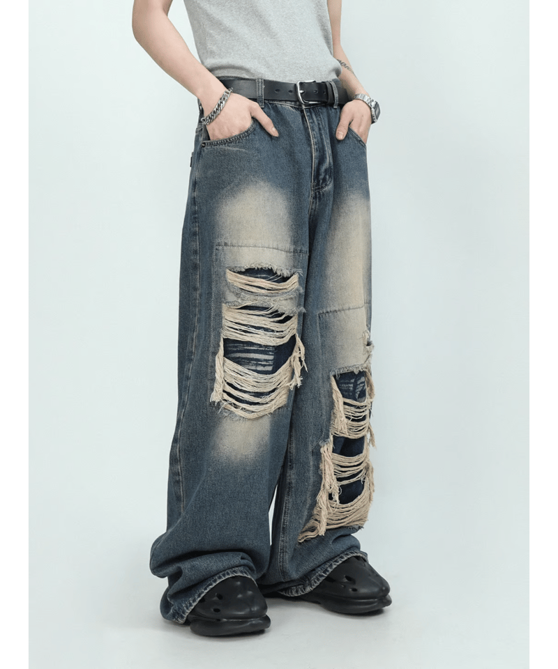 ■8.16 a59 リメイク ワイドデニム × トラックパンツ ドッキングパンツ □8.16 a59 リメイク ワイドデニム × トラックパンツ ドッキング