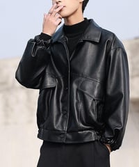 オーバーサイズ フェイクレザージャケット
