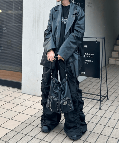 スクエアトゥ厚底レザーシューズ