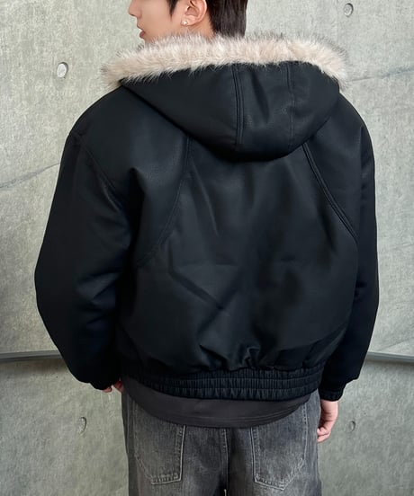 ヴィンテージ フェイクムートンフーデッドジャケット