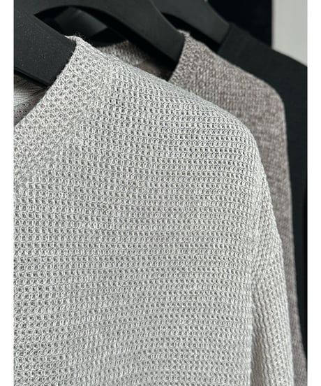 ワッフル編み ヘンリーネック ロングスリーブカットソー / 3color