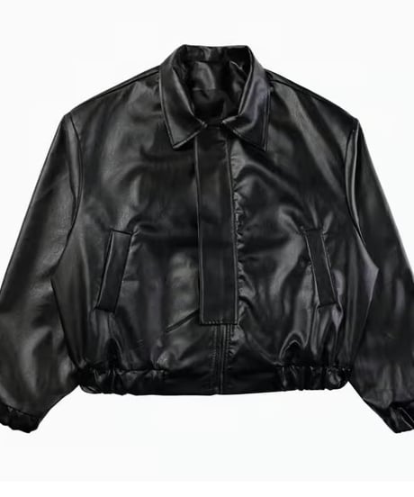 ブラックレザー ミリタリーライダースジャケット