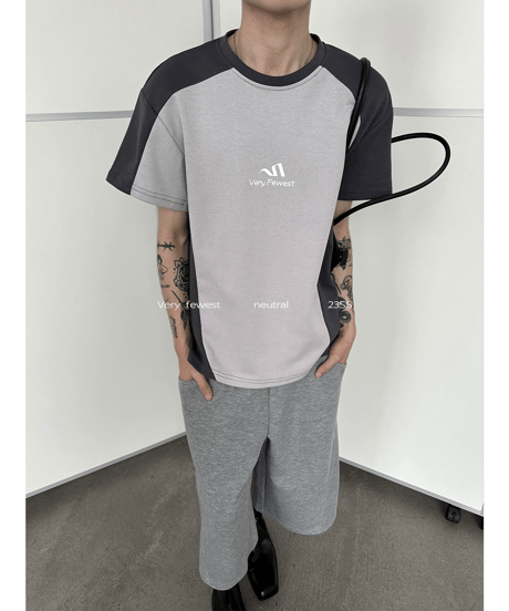バイカラーラグラン切替ストリート半袖Tシャツ / 2color
