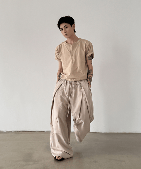 ルーズヘンリーネックTシャツ / 2color