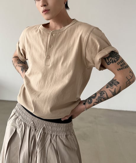 ルーズヘンリーネックTシャツ / 2color