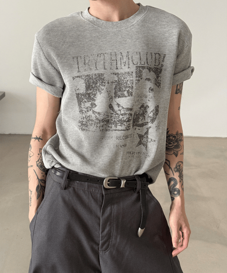 TRYTHMCLUB グラフィック ワッフルTシャツ / 2color