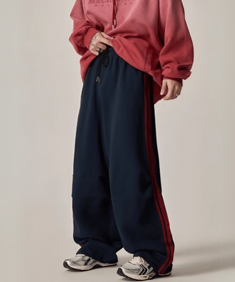 ストライプライン スウエットワイドパンツ/ 2color