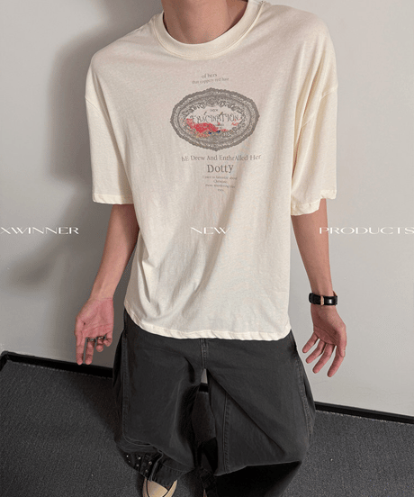 グラフィック プリント ルーズ 半袖Tシャツ / 2color