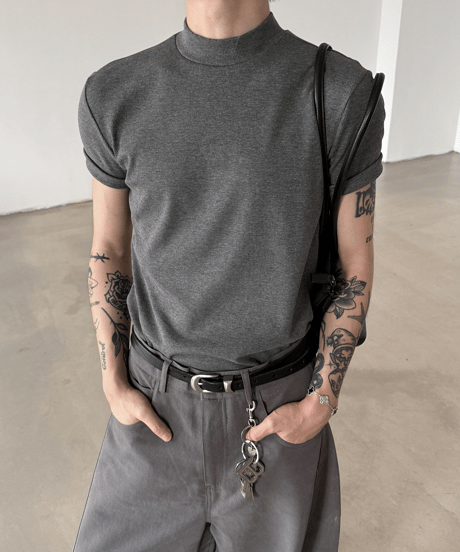 モックネック リブTシャツ / 3color