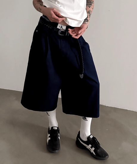 ワイドシルエット バギーハーフパンツ