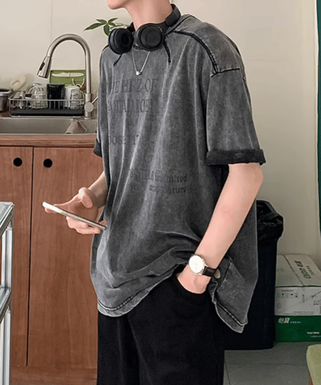 ヴィンテージレターロゴ ウォッシュドTシャツ / 4color