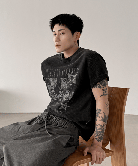 TRYTHMCLUB グラフィック ワッフルTシャツ / 2color