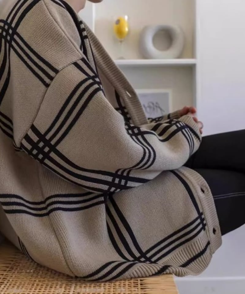 再入荷】チェックパターン オーバーサイズカーディガン / 3color | ness.