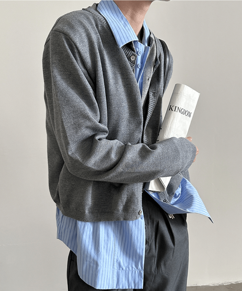 フェイク2ピース ロングスリーブカーディガン / 2colors | ness.