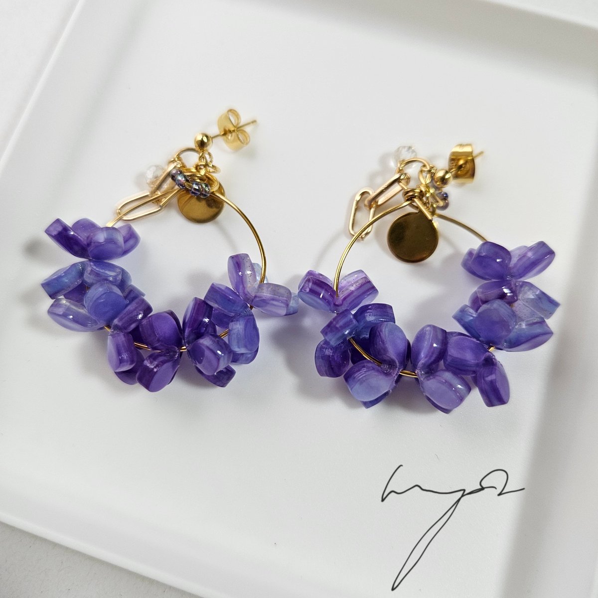 KAORUK18ピアス　アジサイ AJISAI（アジサイ）【受注生産】｜Take-c | すろーかるMarket