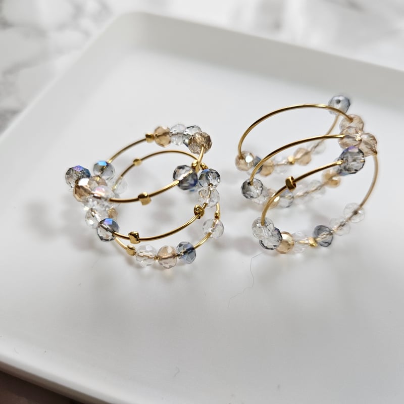 ヴィンテージ　ブローチ&イヤリング　ガラス Eye motif pierced earrings