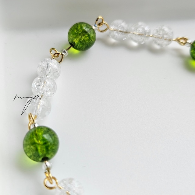 ペリドットとクラック水晶のk16gpブレスレット | la flore(ラ