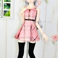 ボックスプリーツワンピースの型紙【58cmソフビM】　Box Pleated Dress PDF Sewing Pattern for 58cm dolls (1/3 scale)