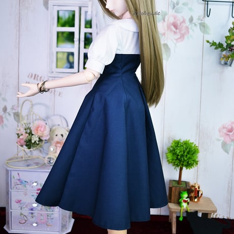 フラットカラーシャツワンピースの型紙【58cmL】Flat Collar Shirt Dress PDF Sewing Pattern for 58cmL dolls(1/3 scale)