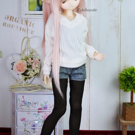 Vネックドロップショルダーの型紙【40,45cmソフビ】　V-neck drop shoulder PDF Sewing Pattern for 40 & 45cm dolls (1/4 scale)