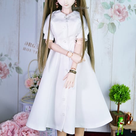 フラットカラーシャツワンピースの型紙【58cmL】Flat Collar Shirt Dress PDF Sewing Pattern for 58cmL dolls(1/3 scale)