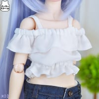 オフショルダーフリルトップスの型紙【40,45cmソフビ】Off-Shoulder Frill Top PDF Sewing Pattern for 40&45cm dolls (1/4 scale)