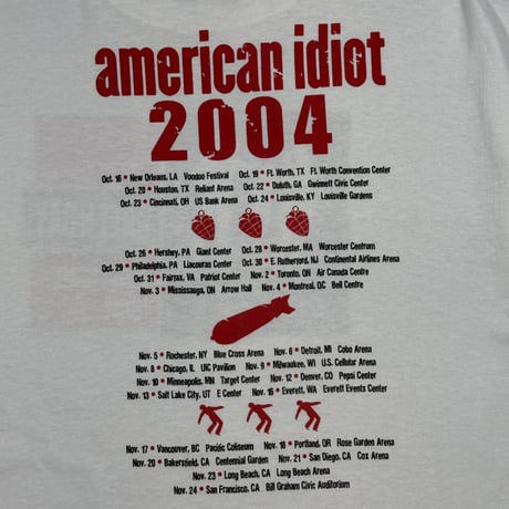 GREENDAY "AMERICAN IDIOT 2004" FRUIT OF THE LOOM X-LARGE 1707