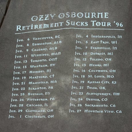 OZZY OSBOURNE "RETIREMENT SUCKS TOUR 1996" LARGE 1856