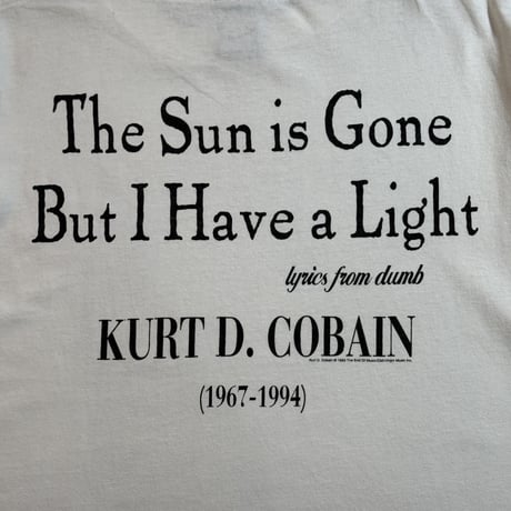 KURT COBAIN "THE SUN IS GONE BUT I HAVE A LIGHT" GIANT BY TULTEX X-LARGE 2145