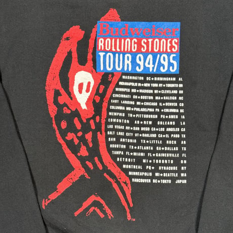 THE ROLLING STONES "SPIKE TONGUE CREWNECK SEWAT" FRUIT OF THE LOOM LARGE 1518