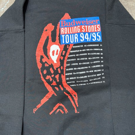 THE ROLLING STONES "SPIKE TONGUE WORLD TOUR 94/95 VOODOO LOUNGE" LS FRUIT OF THE LOOM X-LARGE 1869
