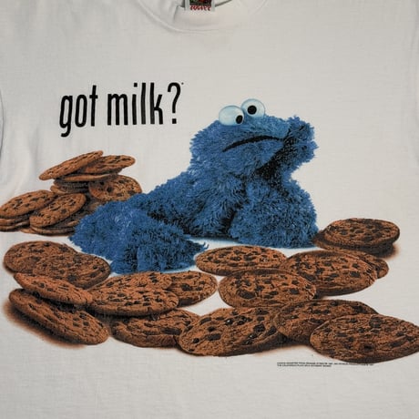 SESAME STRRET【Cookie Monster got milk?】 FRUIT OF THE LOOM X-LARGE セサミストリート 860