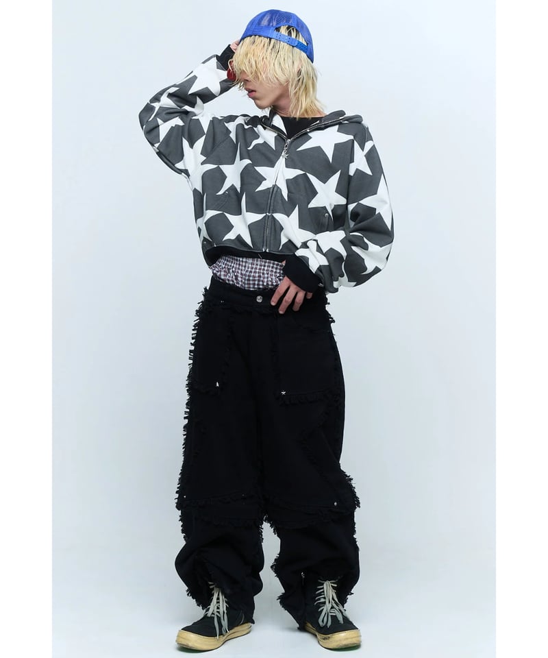 SEVNS 2way star ブラック 星 デニムパンツ y2k 2way star denim pants【BLACK/BLUE】 | SEVNS