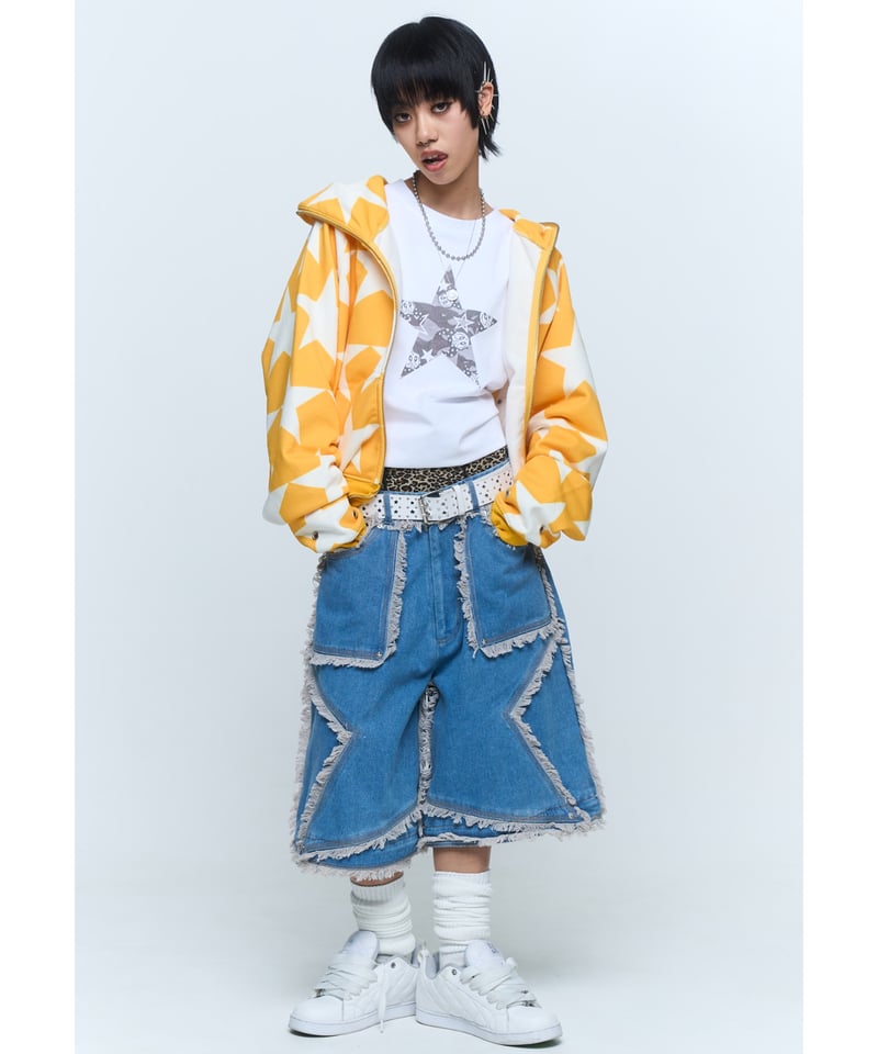 2way star denim pants【BLACK/BLUE】 | SEVNS