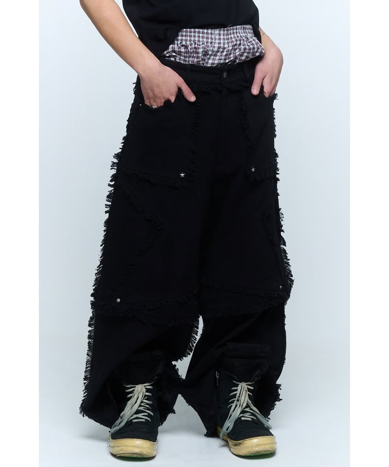2way star denim pants【BLACK/BLUE】 | SEVNS