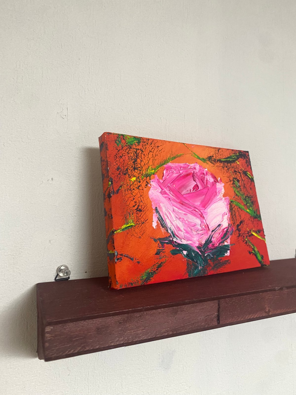 キャンバス油絵よっこHeroic  Roses英雄的なバラ大きめキャンバス バラ」油彩 額付き 油絵 原画 キャンバス 額装 26cm✖️19cm