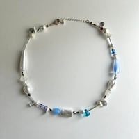 Perl light blue necklace
